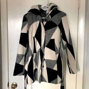Belted jacket with hood